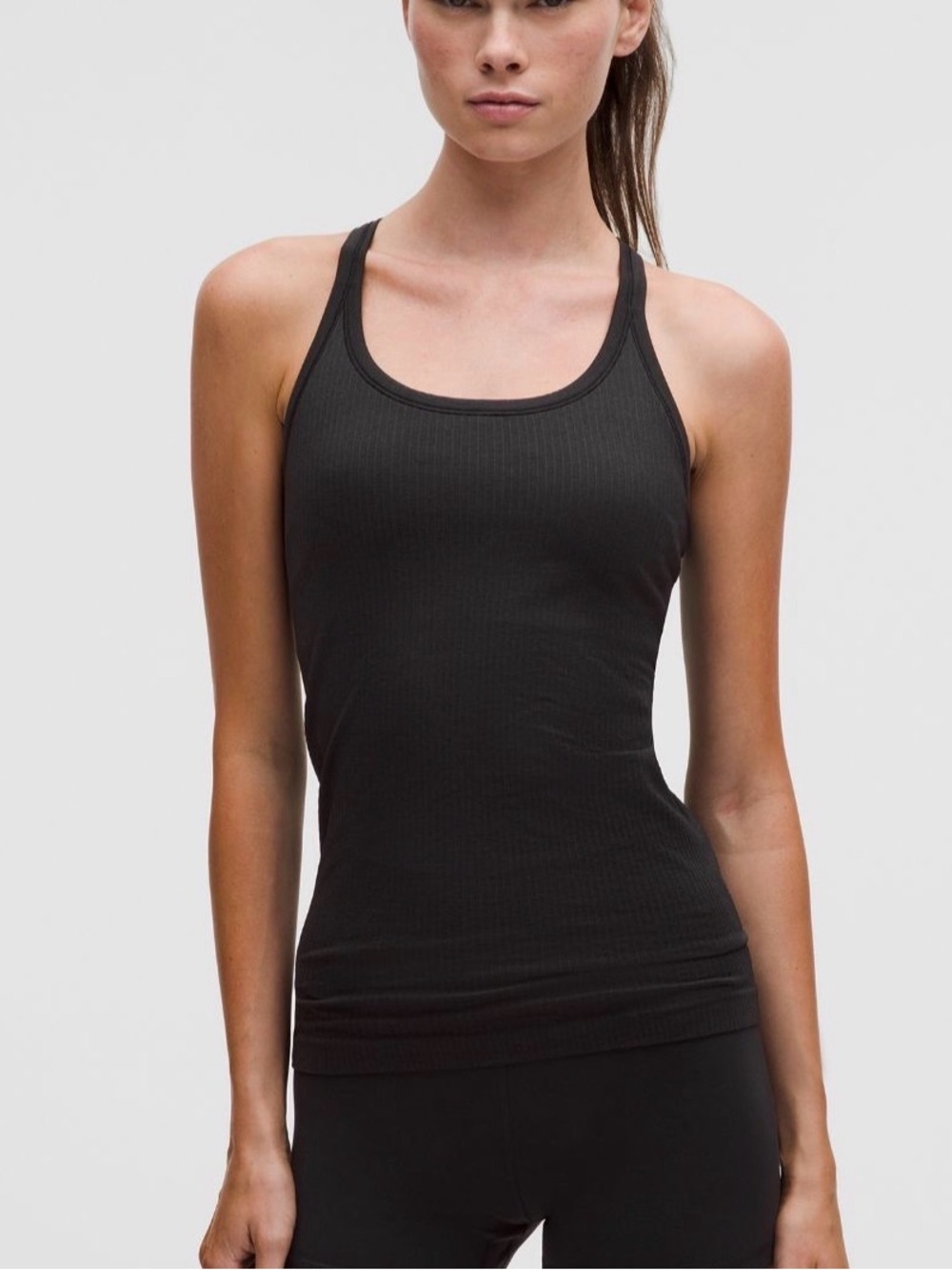Lululemon NWT Ebb to Street Scoop-Neck Cropped Tank Top Black Bra B/C Size 4